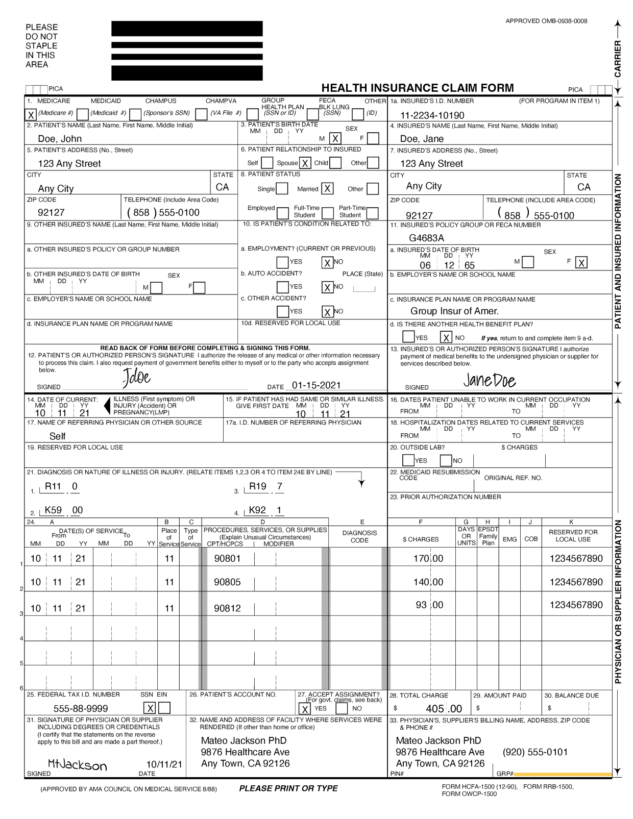 CMS-1500 Claim Form